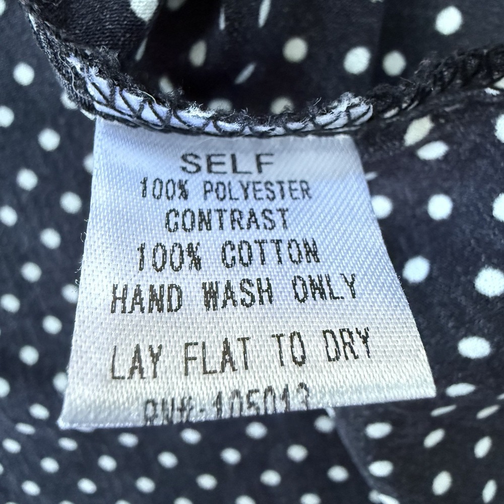 Savanna Jane Black White Polka Dot Embroidered Floral Bohemian Casual Tops L‎ - Picture 5 of 8